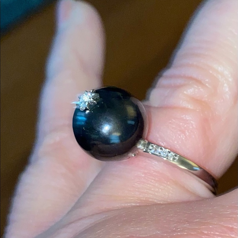 NWT Sterling Silver Shungite & White Zircon CELESTIAL Ring - Picture 12 of 12